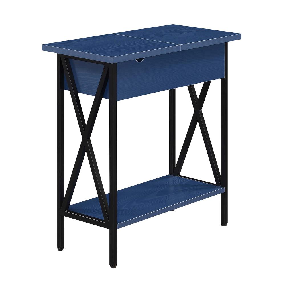 Tucson Flip Top End Table with Charging Station and Shelf