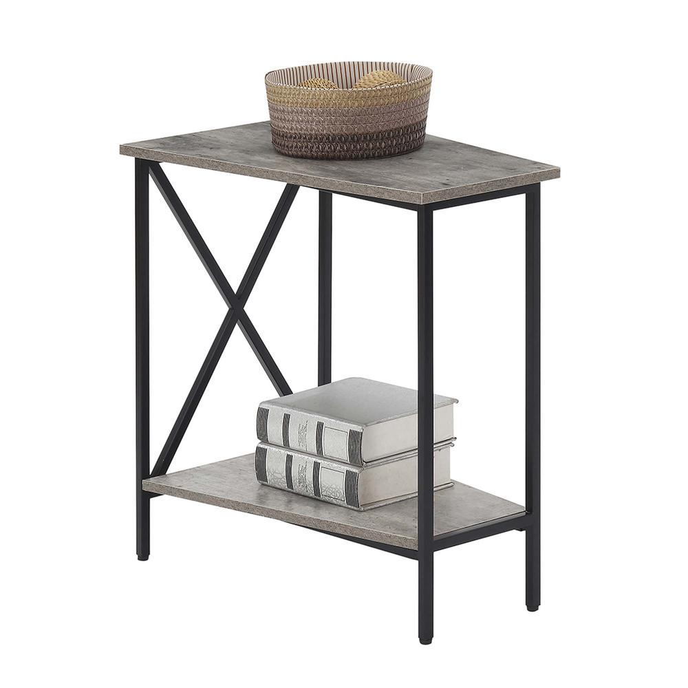 Tucson Wedge End Table with Shelf, Faux Birch/Black