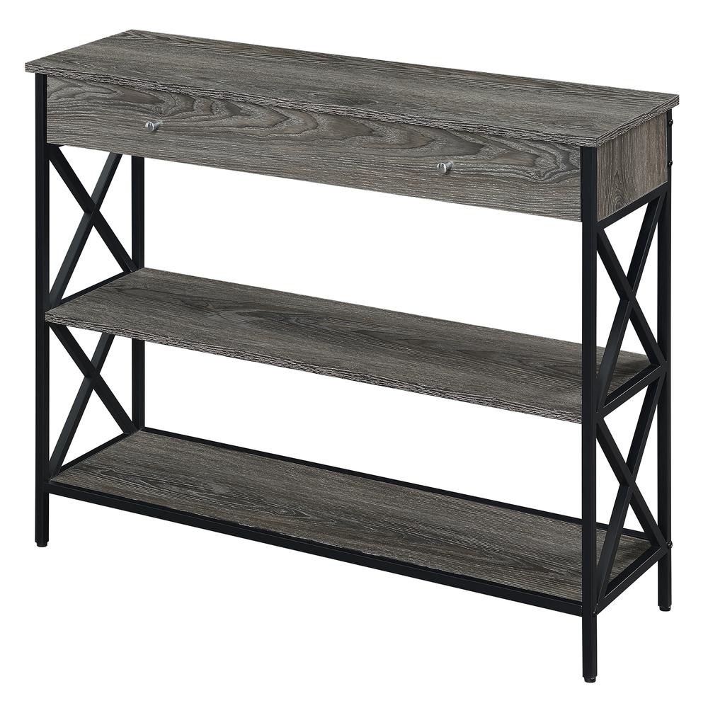 Tucson 1 Drawer Console Table, Weathered Gray/Black