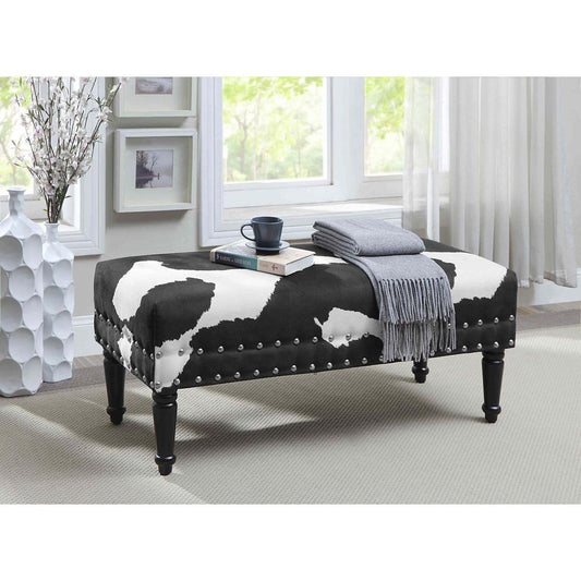 Designs4Comfort Faux Cowhide Bench with Nailheads