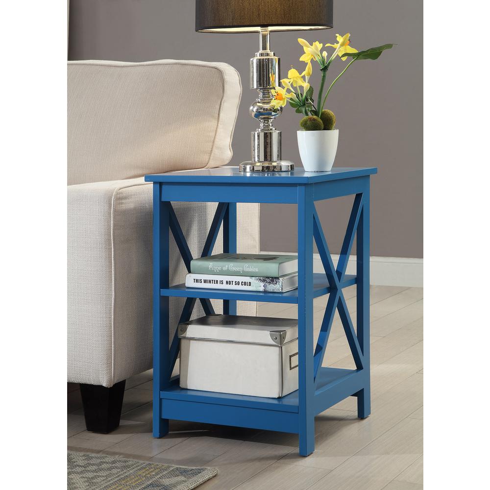 Oxford End Table with Shelves Blue