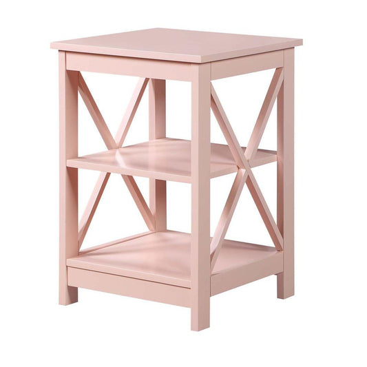 Oxford End Table with Shelves Blush Pink