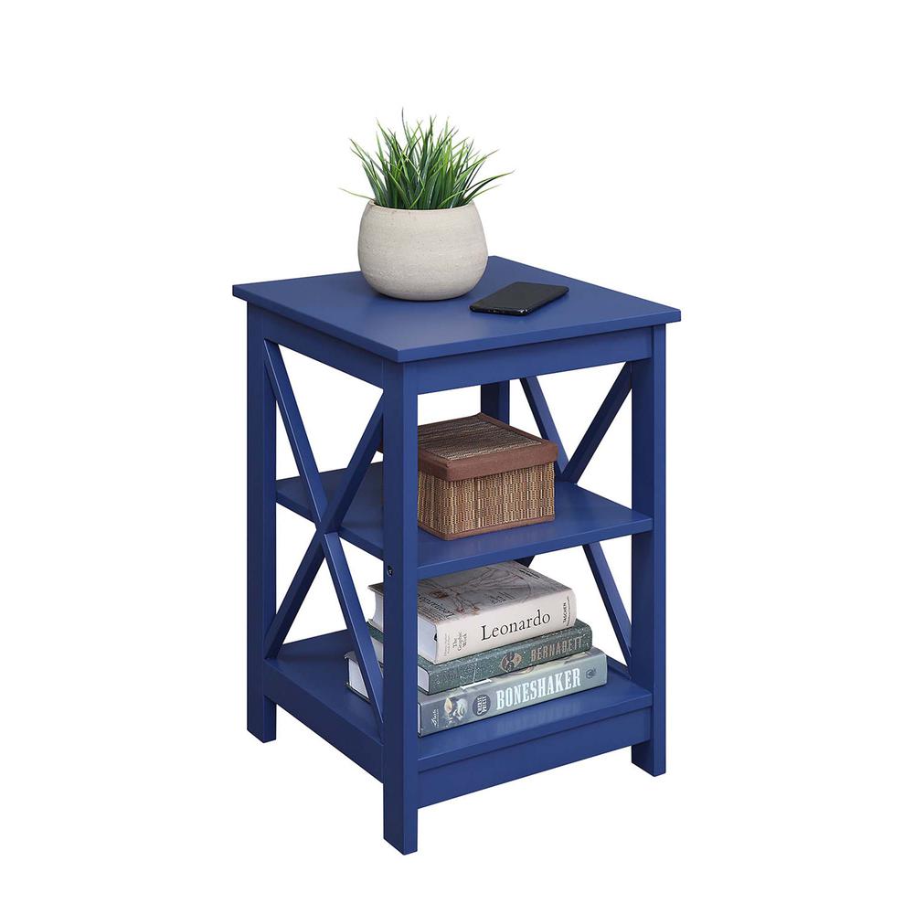 Oxford End Table with Shelves Cobalt Blue