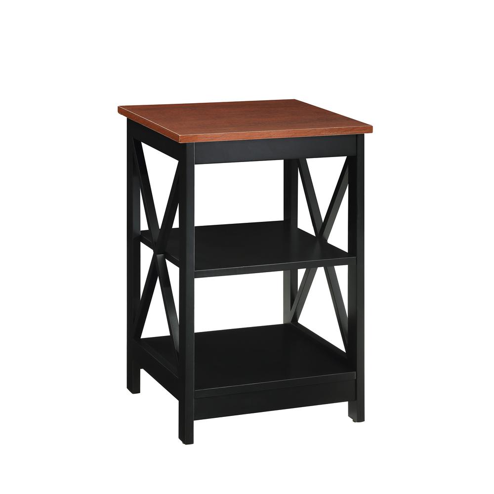 Oxford End Table with Shelves Cherry/Black