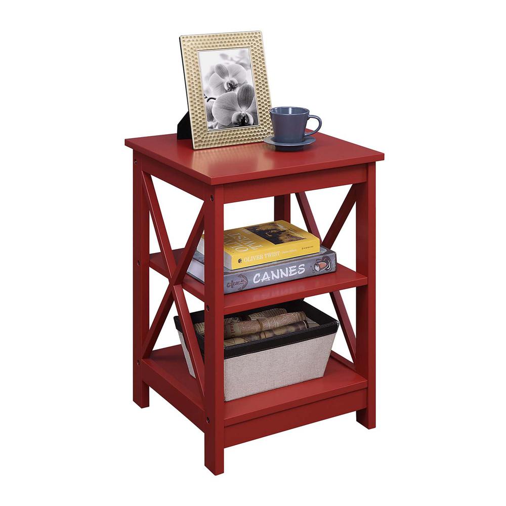 Oxford End Table with Shelves Cranberry Red