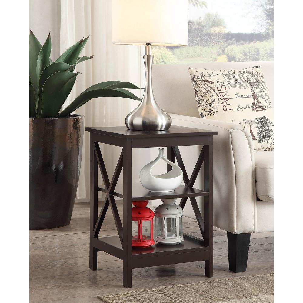 Oxford End Table with Shelves Espresso