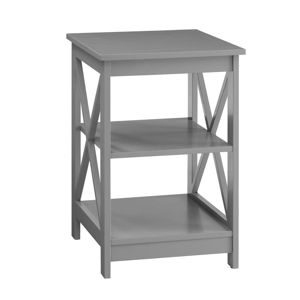 Oxford End Table with Shelves Gray