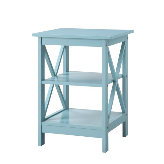 Oxford End Table with Shelves Sea Foam Blue