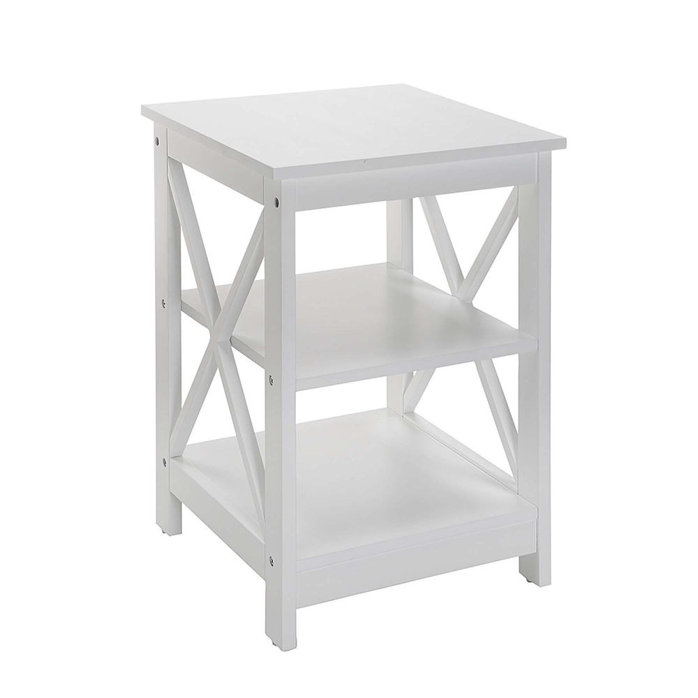 Oxford End Table with Shelves White