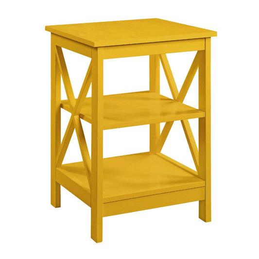 Oxford End Table with Shelves Yellow