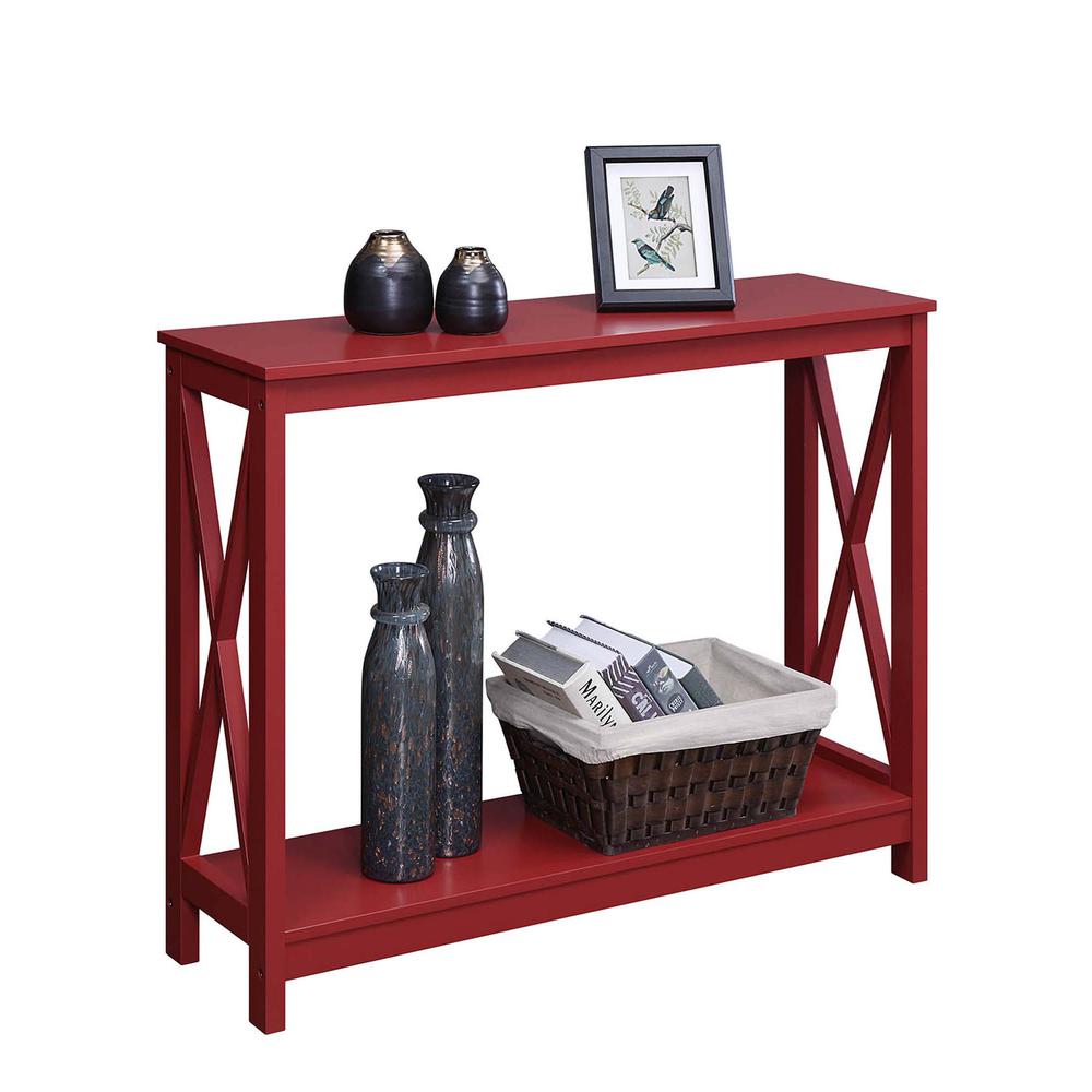 Oxford Console Table with Shelf, Cranberry Red