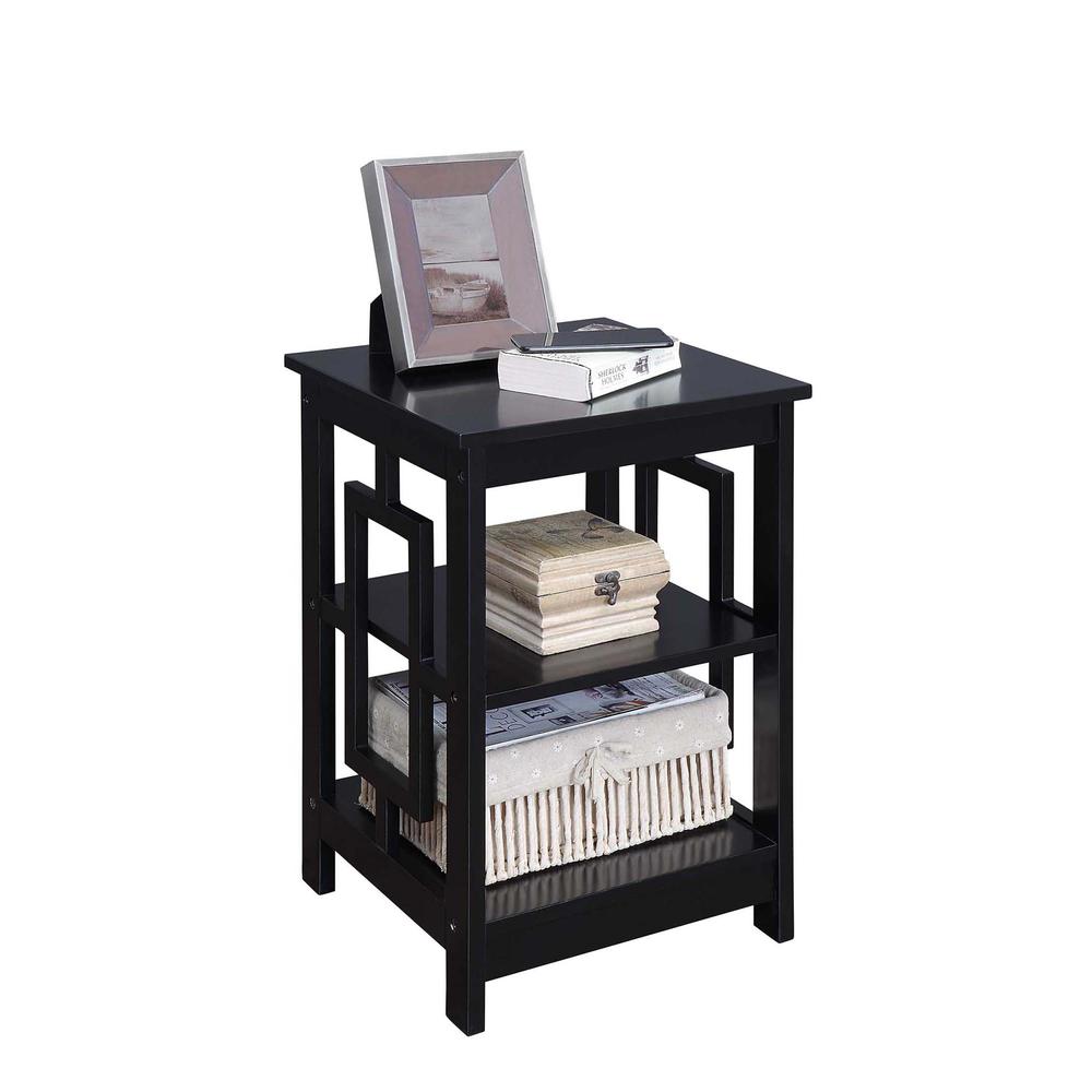 Town Square End Table with Shelves, Black