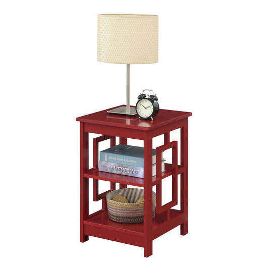 Town Square End Table with Shelves, Cranberry Red