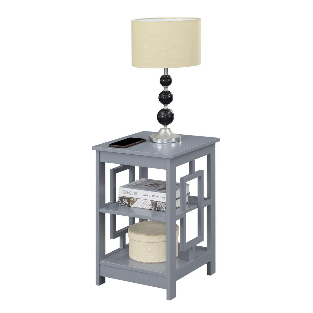 Town Square End Table with Shelves, Gray