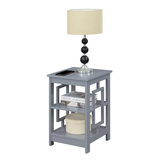 Town Square End Table with Shelves, Gray