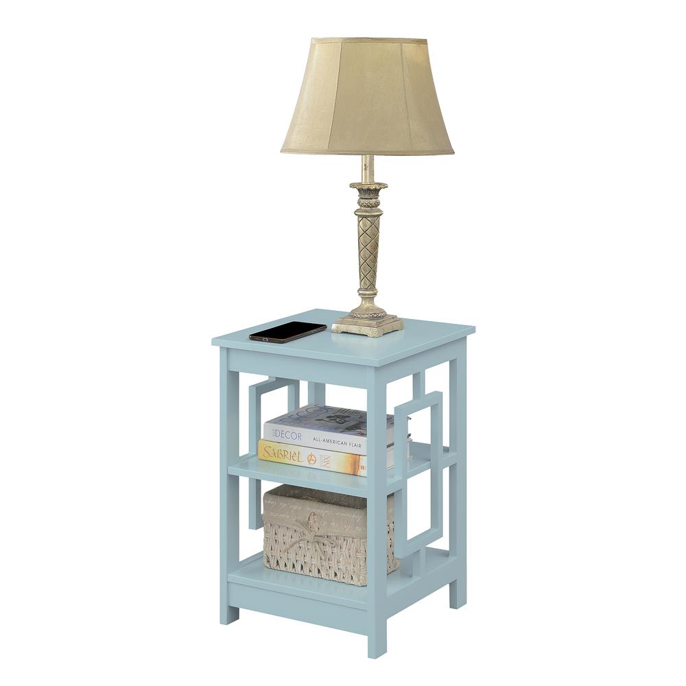 Town Square End Table with Shelves, Sea Foam