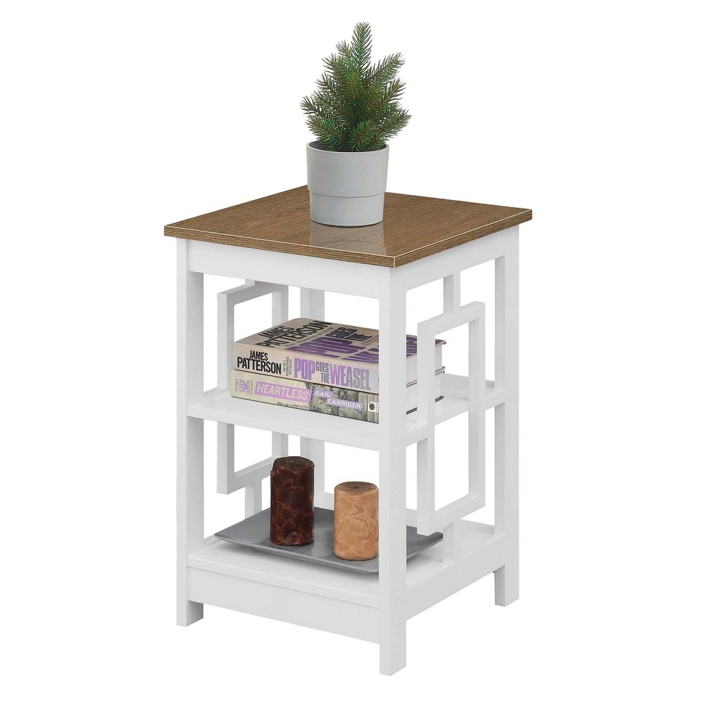 Town Square End Table with Shelves, Driftwood/White