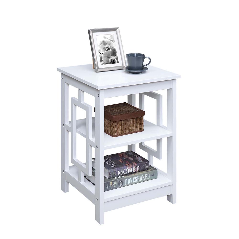 Town Square End Table with Shelves, White