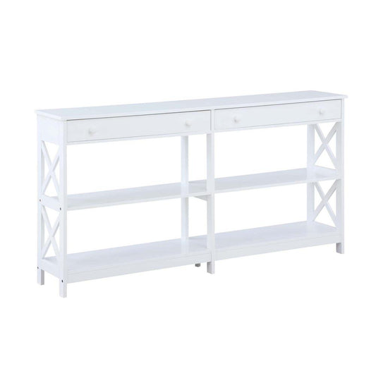 Oxford 2 Drawer 60 inch Console Table with Shelves, White