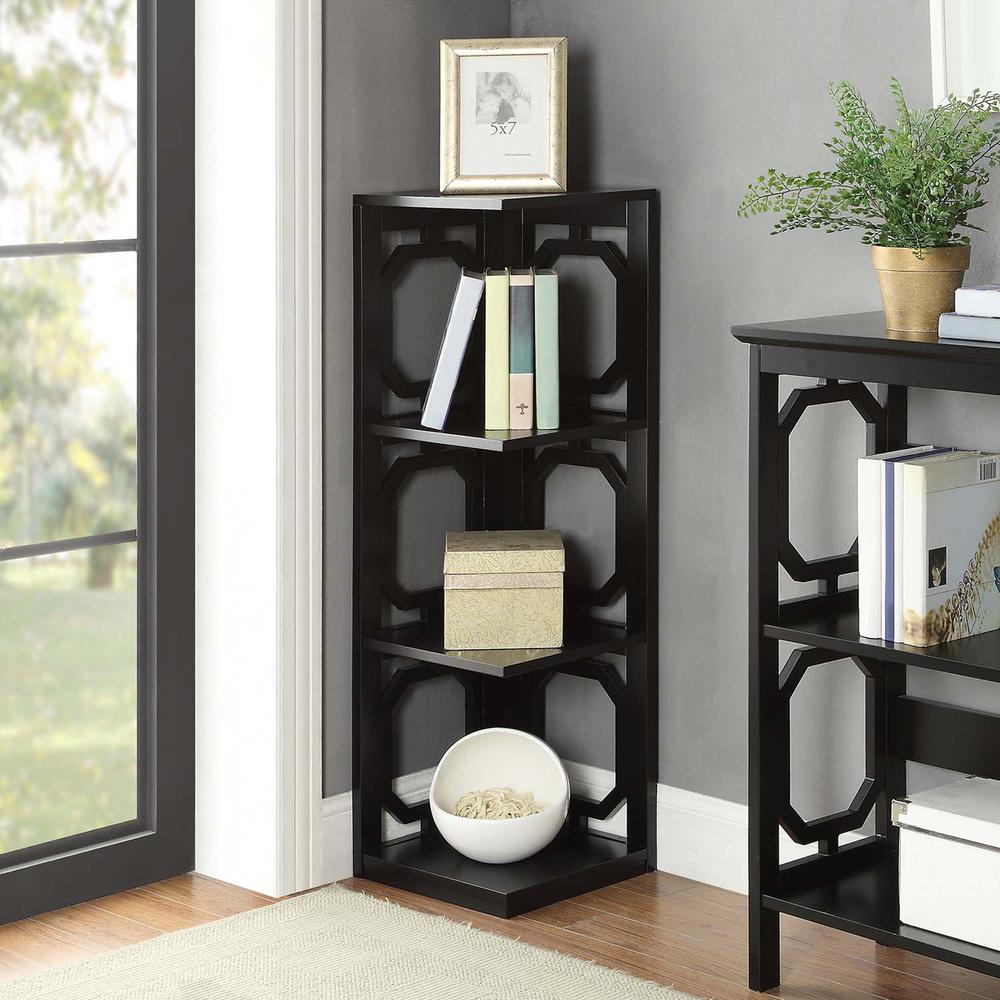 Omega 3 Tier Corner Bookcase, Black