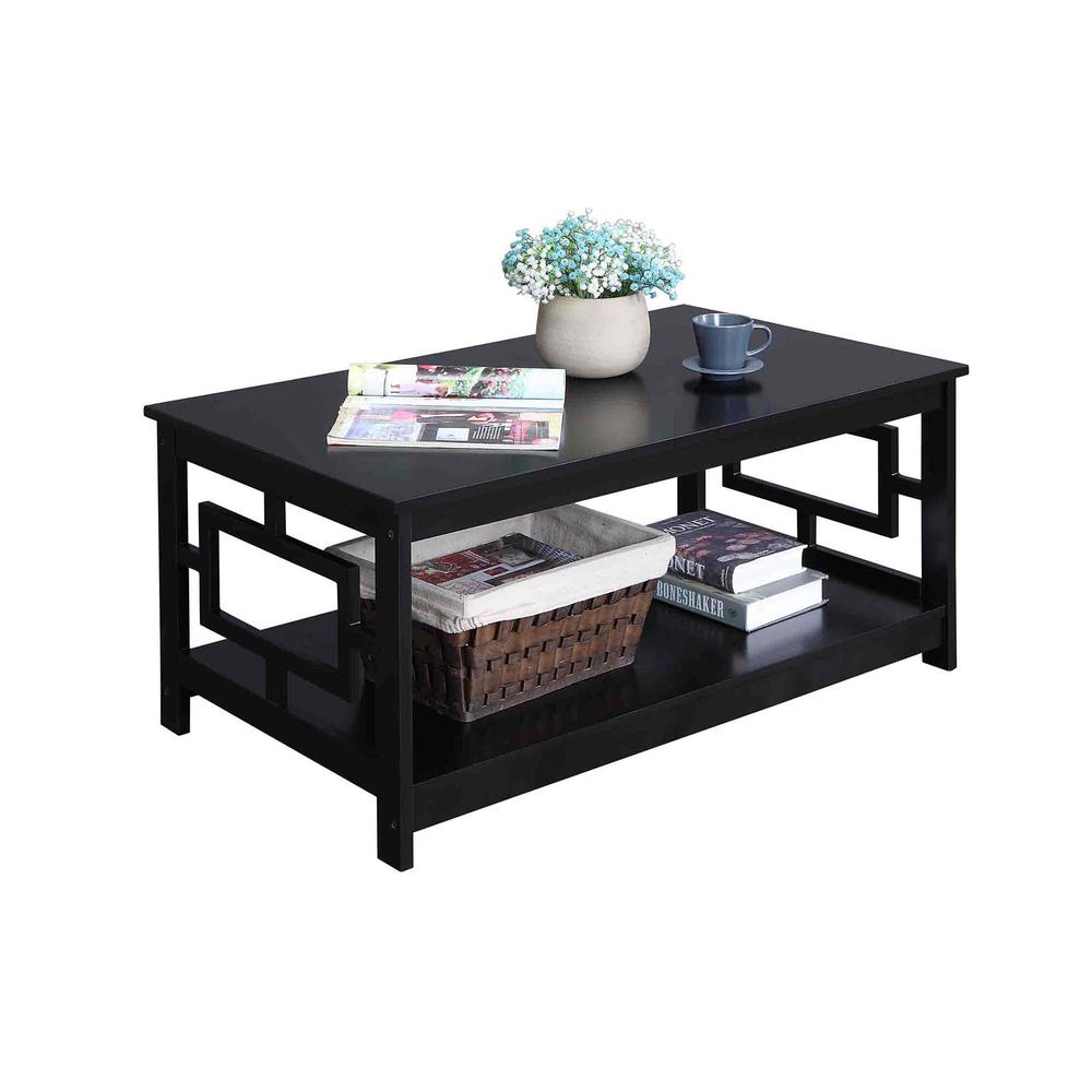 Town Square Coffee Table with Shelf, Black