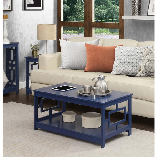 Town Square Coffee Table with Shelf -Cobalt Blue