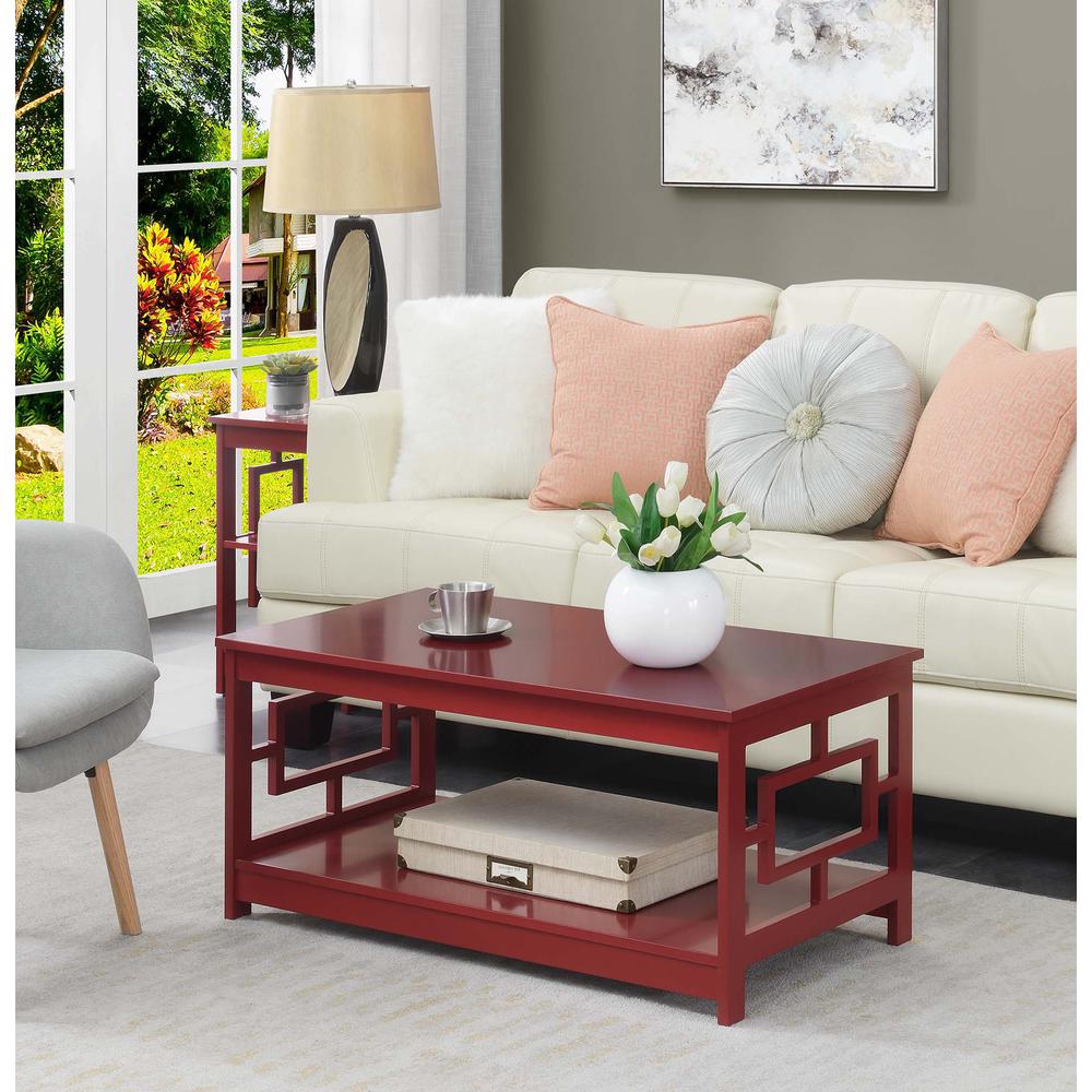 Town Square Coffee Table with Shelf -Cranberry Red