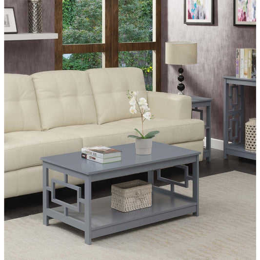 Town Square Coffee Table with Shelf -Gray