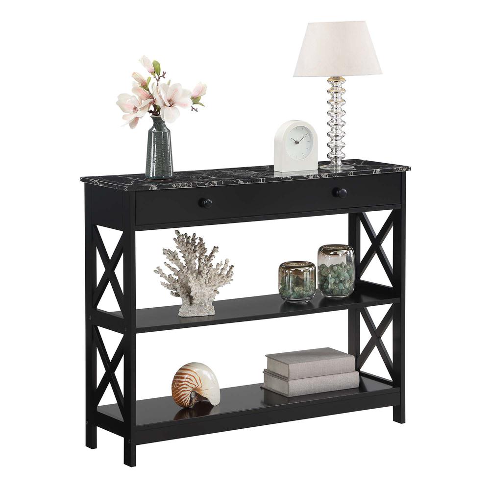 Oxford 1 Drawer Console Table with Shelves Black