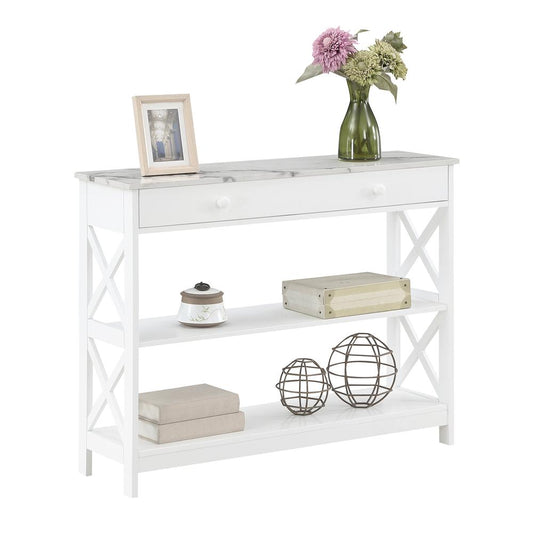 Oxford 1 Drawer Console Table with Shelves White