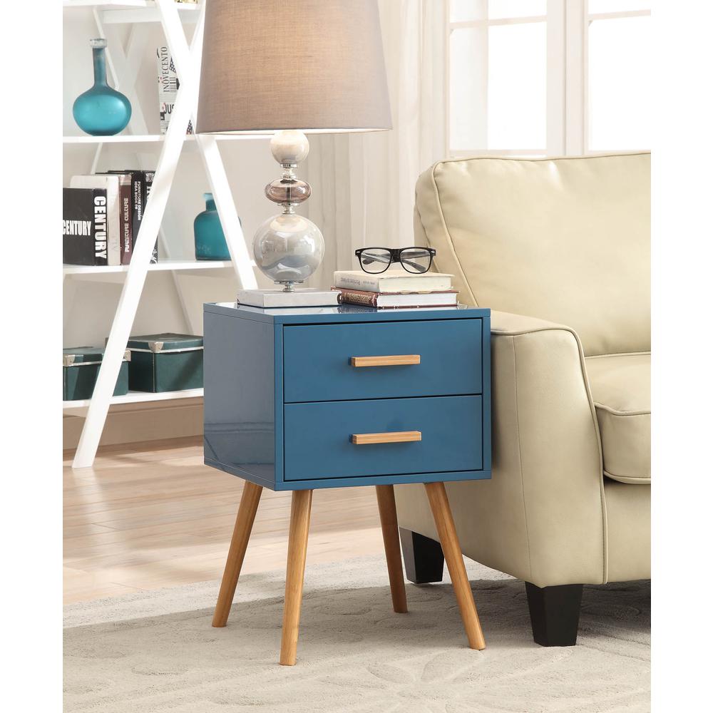 Oslo 2 Drawer End Table Blue