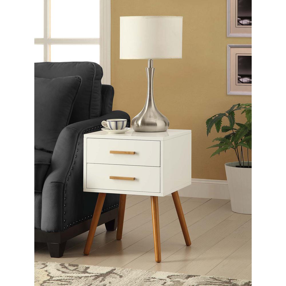 Oslo 2 Drawer End Table White