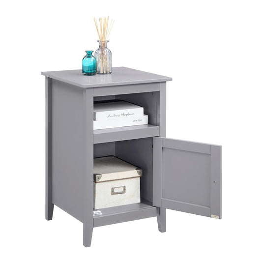 Designs2Go End Table with Storage Cabinet and Shelf, Gray