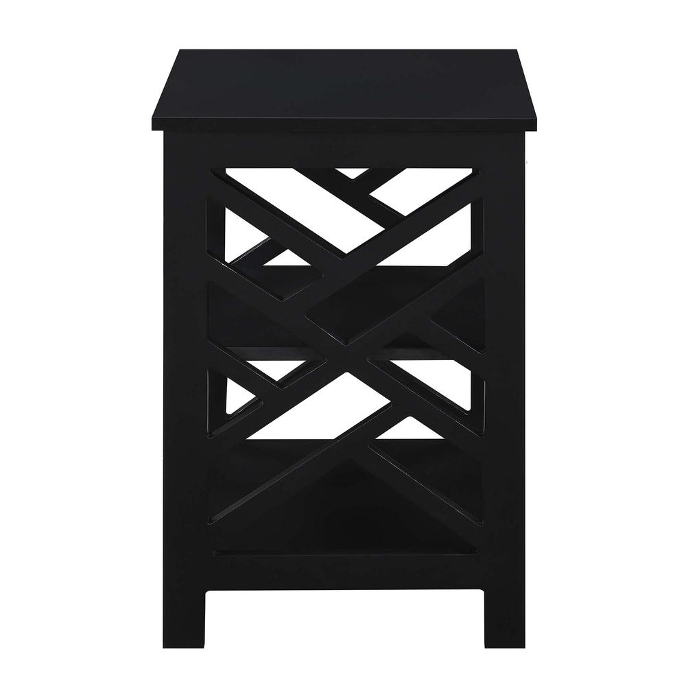 Titan End Table with Shelves, Black