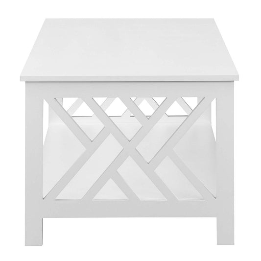 Titan Coffee Table with Shelf, White