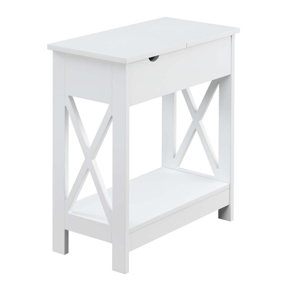 Oxford Flip Top End Table with Charging Station White