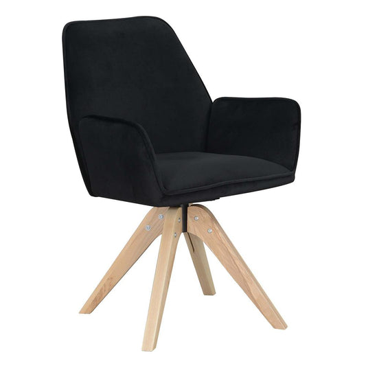 Take a Seat Miranda Swivel Accent Chair, Velvet Black/Natural Wood