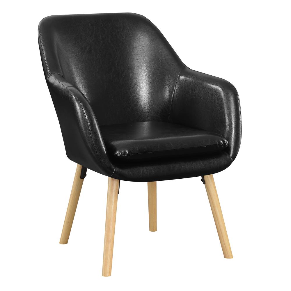 Take a Seat Charlotte Accent Chair, Black Faux Leather