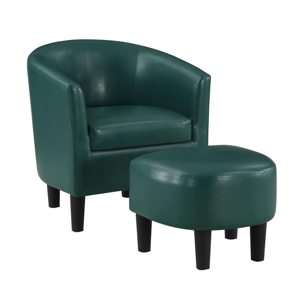 Take a Seat Churchill Accent Chair with Ottoman, Green