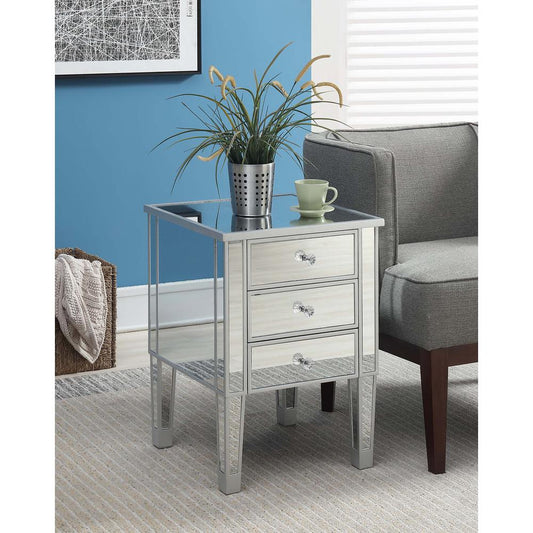 Gold Coast 3 Drawer Mirrored End Table