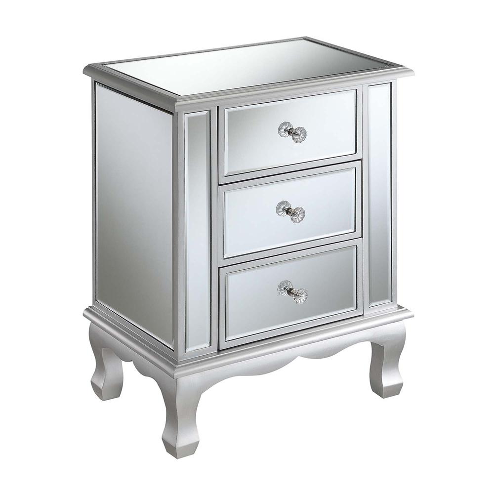 Gold Coast Vineyard 3 Drawer Mirrored End Table