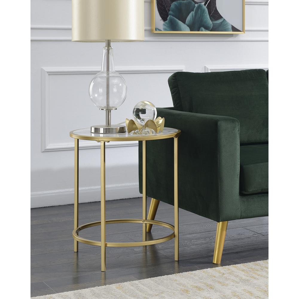 Gold Coast Deluxe Faux Marble Round End Table