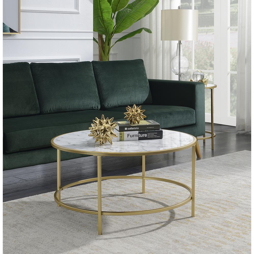 Gold Coast Faux Marble Round Coffee Table