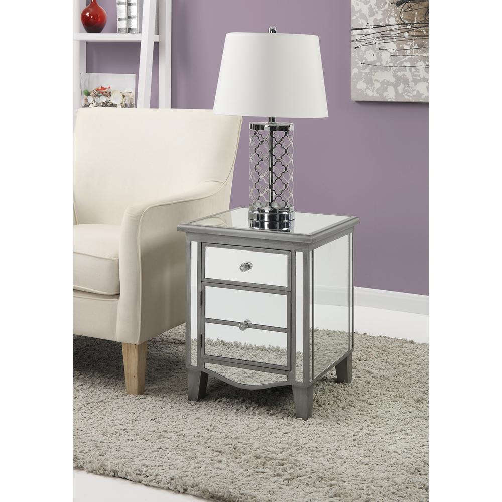 Gold Coast Park Lane Mirrored 1 Drawer End Table with Storage Cabinet