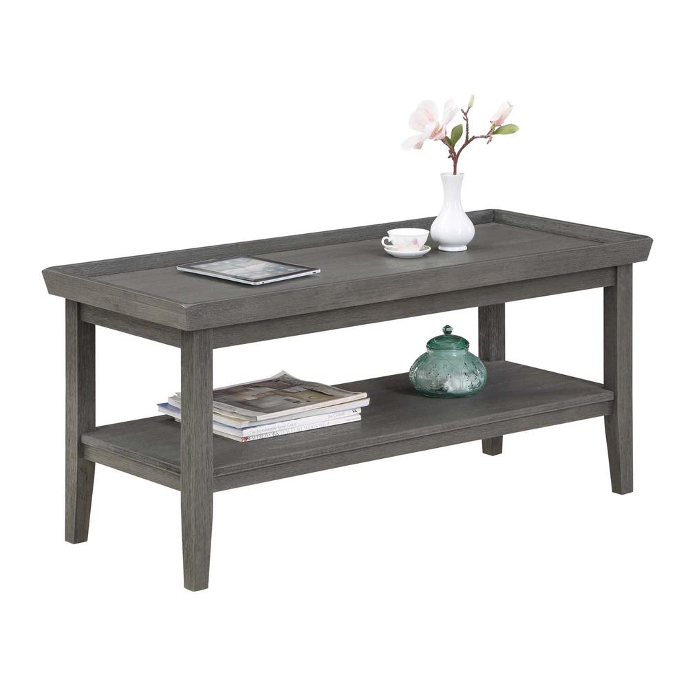 Ledgewood Coffee Table with Shelf, Wirebrush Dark Gray