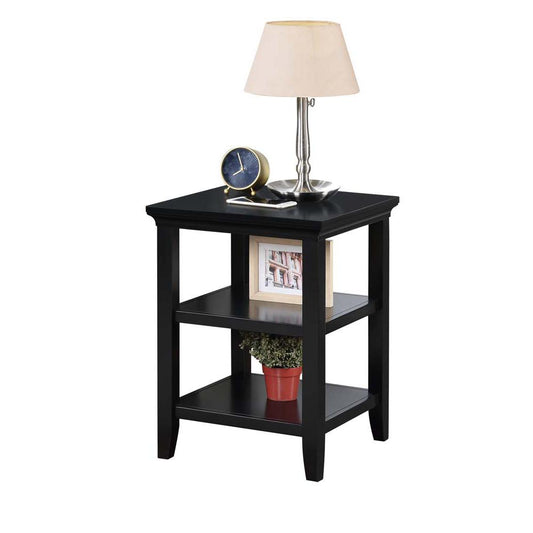 Tribeca End Table with Shelves, Black