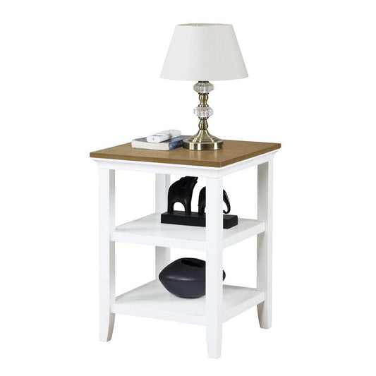 Tribeca End Table with Shelves, Driftwood Top/White Frame