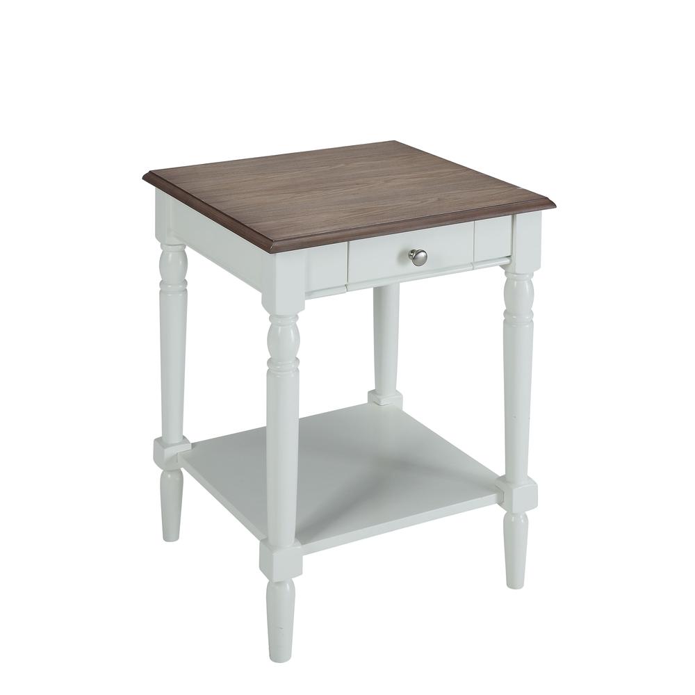 French Country End Table with Drawer and Shelf