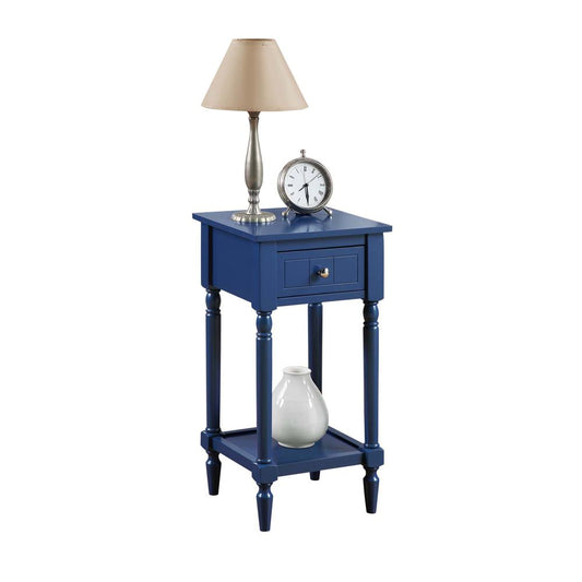 French Country Khloe 1 Drawer Accent Table with Shelf Cobalt Blue