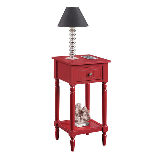 French Country Khloe 1 Drawer Accent Table with Shelf Cranberry Red